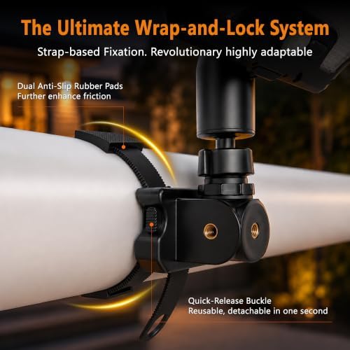 Strap-On Solar Lights Outdoor, Quick-Release Zip Tie Mount Motion Sensor Security Light, 3-Way Mounting Holes, 360° Adjustable LED Solar Fence Lights for Tree, Pole, Balcony Railing, T-Post & Camping - Image 2