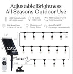 Brightech Ambience Pro Super Bright Solar - 48 Ft Remote Control Outdoor String Lights with Shatterproof Commercial Grade LED S14 Edison Bulbs, Waterproof Patio Light for Deck, 4W Soft White, 15 Bulbs - Image 3