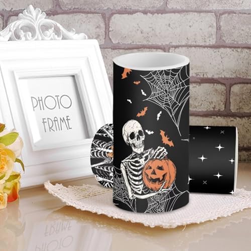 Happy Halloween Skeleton Flickering Flameless Candles with Remote and Timers Battery Operated LED Candles for Trick or Treat Day Home Decoration - Image 3