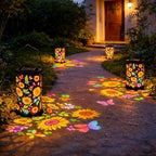Sunflower Solar Lantern, Sunflower Glow Solar Garden Lantern, Colorful Sunflower Glow Solar Garden Lantern, for Garden, Patio, Pathway Lantern, Metal Lanterns Decorative Outdoor (2Pcs Colorful) - Image 2