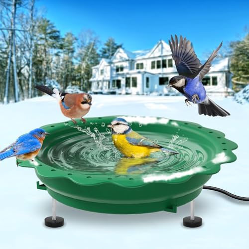Heated Bird Baths for Outdoors Winter, 100W Heated Birdbath Heater, Green by Jvgoo