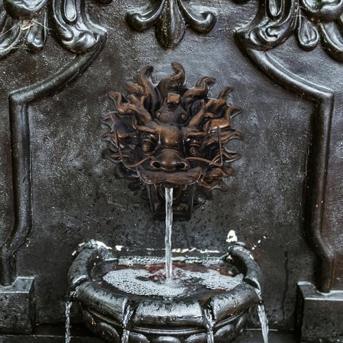 Dragon Head Fountain Faucet Resin Wall Mounted Garden Decor Coffee - Image 4