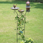 52.4" H Metal Bird Bath with Trellis for Outdoor,Bird Feeder and Metal Bird Houses,Garden Plant Support,4-in-1,Doubles As The Climbing Plant,Garden Yard Decor - Image 5