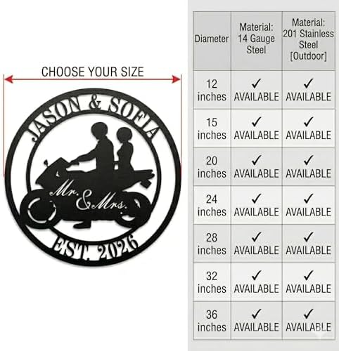 Personalized Biker Couple Metal Sign, Custom Motorcycle Rider Wall Art For Decor,Anniversary Wedding Gift Motorcylce,Biker Couple Gift - Image 4