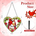 Artisan Stained Glass Cardinal Suncatcher, Heart Shaped Window Hanging Decor, Romantic Red Bird Art Ornament for Home & Garden, Perfect Valentine's Day - Image 2