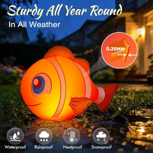 Floating Pool Lights Solar Powered, 16'' Inflatable Waterproof Clownfish Solar Pool Lights that Float, Auto On/Off LED Floating Lights for Pool Garden Backyard Outdoor Decoration - (4 Piece) - Image 6