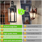 BesLowe 16.5" Large Outdoor Wall Light Fixtures, Modern Black Porch Lights - Image 4