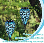 Tujoe 2 Pack Solar Hanging Lanterns Outdoor Lights, Blue - Image 5