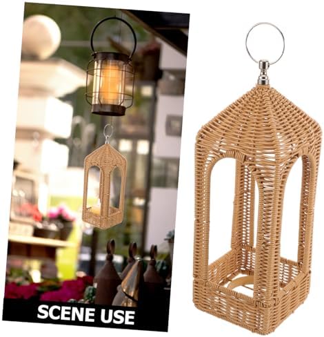 Handwoven Boho Candle Lantern with Handle for Garden Balcony - Image 3