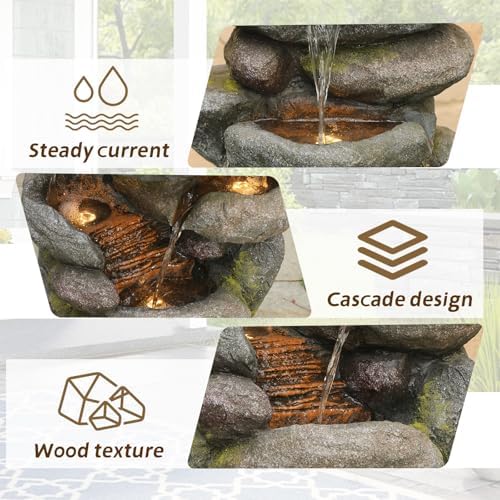 Sunlinua 42H Realistic Tree Trunk Outdoor Water Fountain with 5 Tiers - Image 3