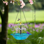 Hanging Solar Bird Bath Fountain, Solar Cascade Hanging Bird Bath Fountain, Hanging Bird Bath with Water for Outdoors Garden Patio Backyard Lawn Decor Attract Wild Birds and Hummingbirds (Pink) - Image 3
