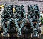 Ebros Gift Notre Dame Chimera Winged Hear No Evil See No Evil Speak No Evil Gargoyle Shelf Sitters Figurines 5" Tall Gargoyle Sculptures Set of 3 - Image 3