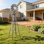 Outvita 8FT Gray Metal Ornamental Windmill Weather Vane - Image 5