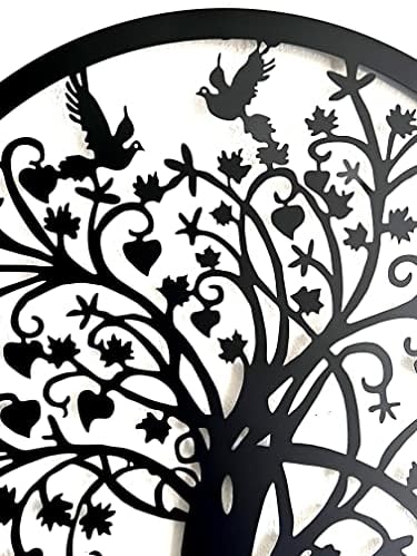 Bellaa 20193 Metal Wall Decor Tree Circle of Life Birds Nature Round Sign Indoor Living Room Rustic Art Outdoor Garden Patio Decor - Image 4