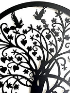 Bellaa 20193 Metal Wall Decor Tree Circle of Life Birds Nature Round Sign Indoor Living Room Rustic Art Outdoor Garden Patio Decor - Image 4