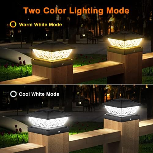 Solar Post Cap Lights Outdoor 8 Pack, 2 Modes 4x4 Fence Post Solar Lights Outdoor Waterproof, Deck Post Cap Lights Solar Powered Fit 3.5x3.5 4.5x4.5 Wooden & 4x4 5x5 Vinyl Posts for Deck, Black - Image 4