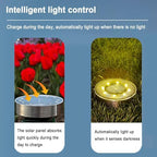 4 Pack Solar Ground Lights Outdoor, 12 LED Solar Disc Lights IP68 Waterproof Flat Solar Lights, Pathway Lights Garden Lights In-Ground Landscape Lights for Yard Lawn Patio Pathway Driveway Lighting(Or - Image 4