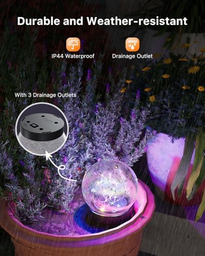 4 Pack 3.94" Multicolor Solar Powered Cracked Glass Ball Lights - Image 6