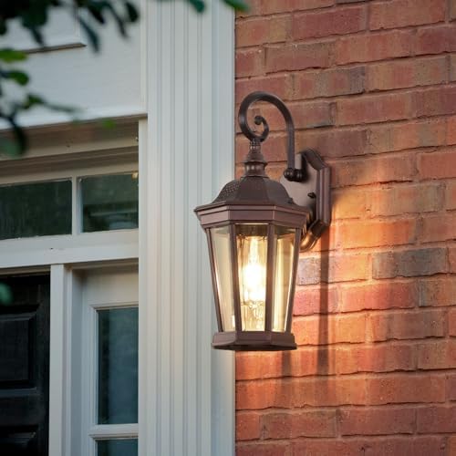 Outdoor Wall Lantern 16'' Brown Aluminum Outdoor Wall Light Fixtures - Image 2