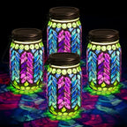 Stargarden 4 Pack Mosaic Solar Lantern ,Outdoor Hanging Jar Lights by Stargarden