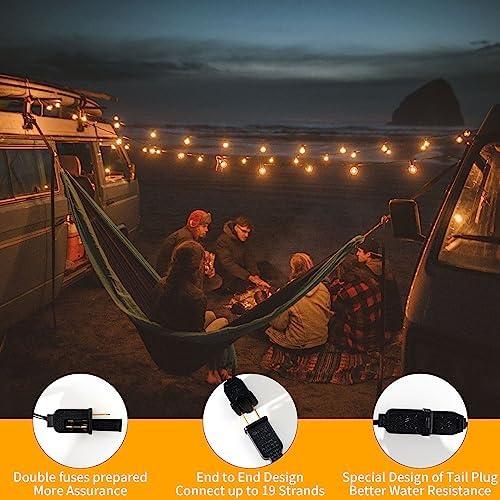 40 ft 25 Warm White G40 LED Outdoor String Light, Plug-in Globe Patio Light - Image 7