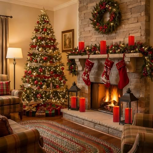 Homemory 4"x10" Burgundy Flameless Candles, Red Candles, Outdoor Waterproof Flameless Candles with Remote and Timers, Battery Operated LED Pillar Candles, Christmas Decor, Won't Melt Plastic, Set of 2 - Image 5