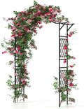 Giantex Garden Arch Trellis, 67''W x 83''H Metal Arbor with Corrugated PE-Coated Steel Tubes & Lattice Panels for Climbing Plants, Decorative Wedding Arch for Yard, Lawn, Party & Outdoor Events by Giantex