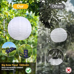 Solar Lantem String Lights Outdoor, 4 Lights 12inch Large Waterproof Hanging Lanterns with 160LED Warm White Light, USB Rechargeable Fairy Lights for Patio Garden Party Wedding Decor, 2 Pack - Image 2