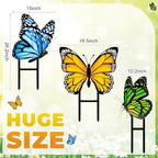 3 Pcs Green Yellow Blue Butterfly Metal Garden Stakes Spring Yard - Image 2