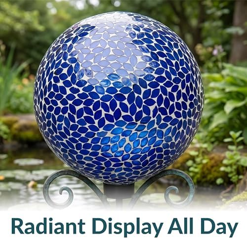 Sunnydaze 10" Mosaic Glass Gazing Ball for Garden, Globe for Outdoor Decor - Image 3