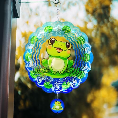 3D Metal Wind Spinner-Hanging Frog Wind Spinner Gifts for Women Mom Grandma Wife,12in Spinfinity Designs Wind Spinners for Outdoor & Indoor Decorations - Image 6