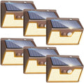 Peasur Solar Lights Outdoor Motion Sensor Waterproof, 6Pack 140LED Brown Solar Powered Fence Light, 3 Modes Security Wall Lights for Garden Yard Outside(Warm White) by Peasur