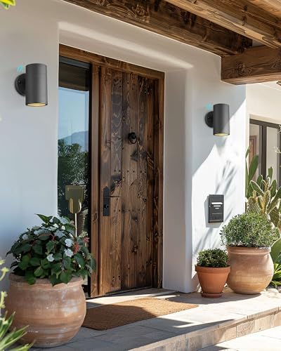 Ken & Ricky Dusk to Dawn Outdoor Wall Sconce Lights,Cylinder,Black,1 PK - Image 4