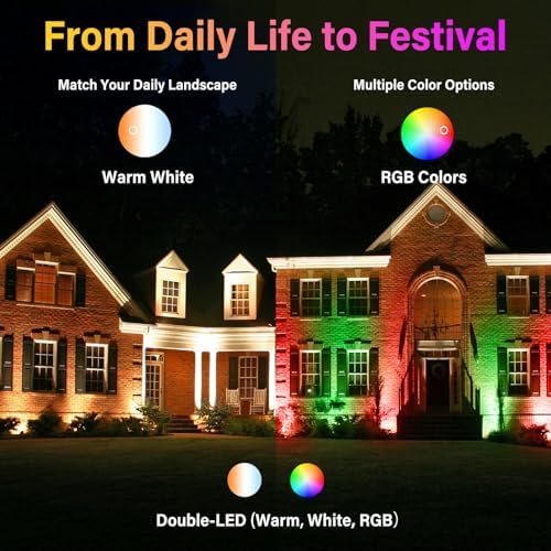 8 Pack Low Voltage Landscape Lights, Color Changing RGBW Spotlights - Image 4