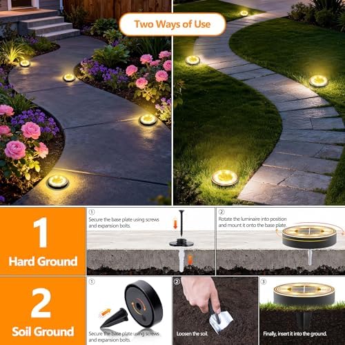 Joomer 16 Pack 2.9inch Solar Ground Lights Outdoor, Warm White - Image 2