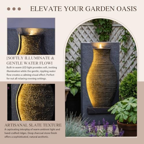 28H Modern Indoor/Outdoor Water Fountain with Soothing LED Light - Image 5