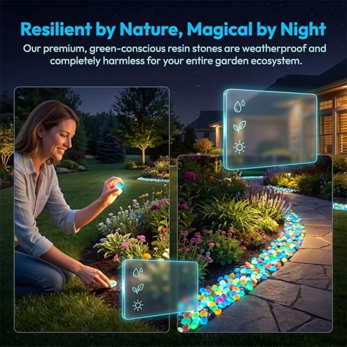Colorful Glow-in-the-Dark Garden Stones, 2026 new Night Guide Pebbles, Magical Luminous Stepping Rocks for Outdoor Landscaping Decor, Aquarium Fish Tank & Fairy Garden (Blue, 1000PCS) - Image 3