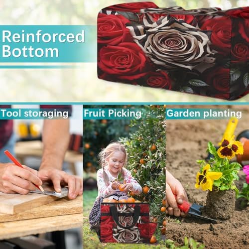 Rose Zebra Print Garden Tool Bag Organizer Heavy Duty Flower Gardening Tote Bag with 10 Pockets for Women Men Gardening Gifts - Image 7