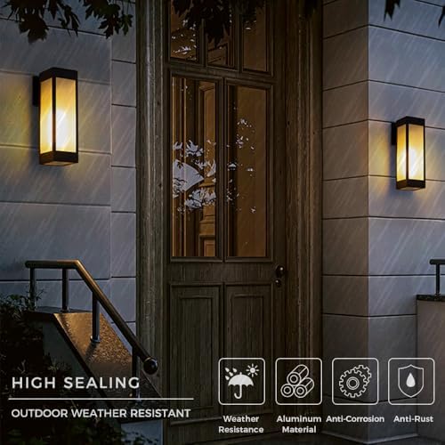 Cerdeco 13" Black Modern Outdoor Wall Sconce with 3 Side Frosted Glass - Image 5