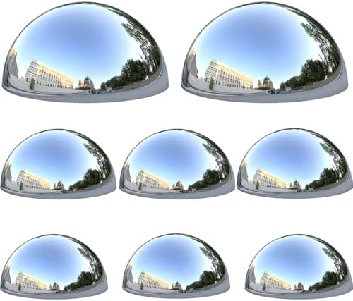 8pcs Half Gazing Globe Mirror Ball,Silver 304 Stainless Steel Hollow Polished Reflective Smooth Garden Sphere,Colorful and Shiny Addition to Any Garden or Home by HomDSim