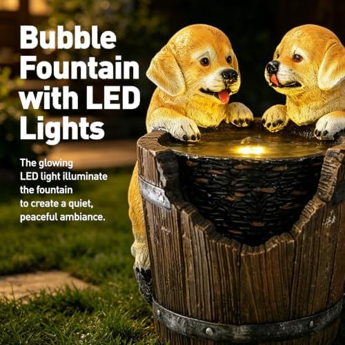 14.6" Cascading Rock Outdoor Water Fountain with LED Lights, Freestanding Waterfall Fountain, IPX8 Waterproof, Natural Stone Look Decor for Garden, Patio, Yard & Deck - Image 4
