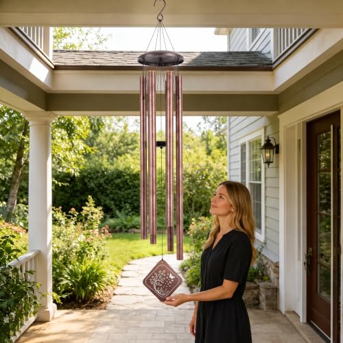 65" Extra Large Wind Chimes for Outside 6 Tubes Thick Bold Copper Aluminum by Crocon