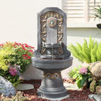 Bumilgar Outdoor Wall Fountain with LED Lights, 49.8” H Freestanding Gilded Fleur-de-Lis European Resin Standing Waterfall Feature, European Resin Flat Back Yard - Image 3