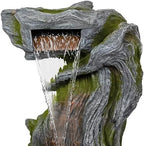 Alpine Corporation WIN1628 32" Outdoor Tree Bark Water Fountain with Color-Changing LED Lights, Cascading Waterfall Garden Fountain for Backyard, Patio & Outdoor Décor, Gray - Image 4