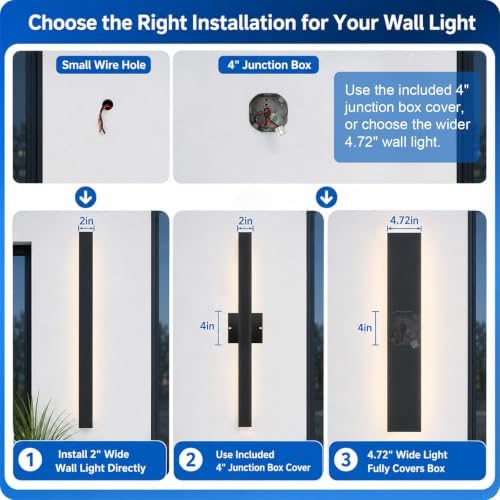 Exterior Wall Lights for House - 31.5inch Long Strip Modern Outdoor Light Wall Fixture Sconce, Dimmable Outside Garage Exterior Lights, Black Wall Mount Lighting for Porch Corridor, Garage - Image 4