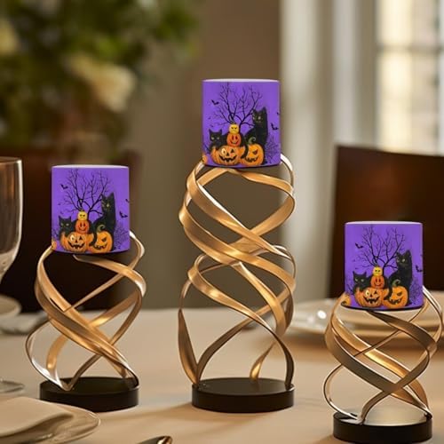 4Pcs Black Cat Pumpkin Flickering Flameless Candles with Remote Battery Operated Halloween Pillar Candles with Timer LED Elictric Pillar Tealights for Party Banquet Home Decorations - Image 4