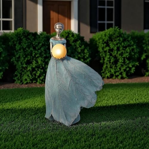 DiliComing Solar Fairy Garden Statue 22 Inch Resin Garden Decor - Large Outdoor Yard Figurine for Patio Lawn, Waterproof Garden Statue Gift for Women, 14x11x22.5 Inch New Packaging - Image 3