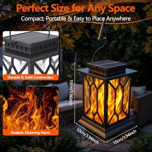 4 Pack Solar Lanterns Outdoor Waterproof Hanging Lights - Image 2