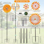 VEWOGARDEN Sunflower Wind Spinner with 6 Blades, Metal Kinetic Wind Spinners Outdoor for Yard, Garden, Lawn Decorations - Image 4