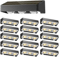 NIORSUN Solar Fence Lights,16 Pack Solars Deck Light,RGB Color,Outdoor Bulb Waterproof Led IP65,Outdoor Fence Light,Power Patio Lamp with Lenses for Outside/Backyard/Railing/Yard(Black) by NIORSUN